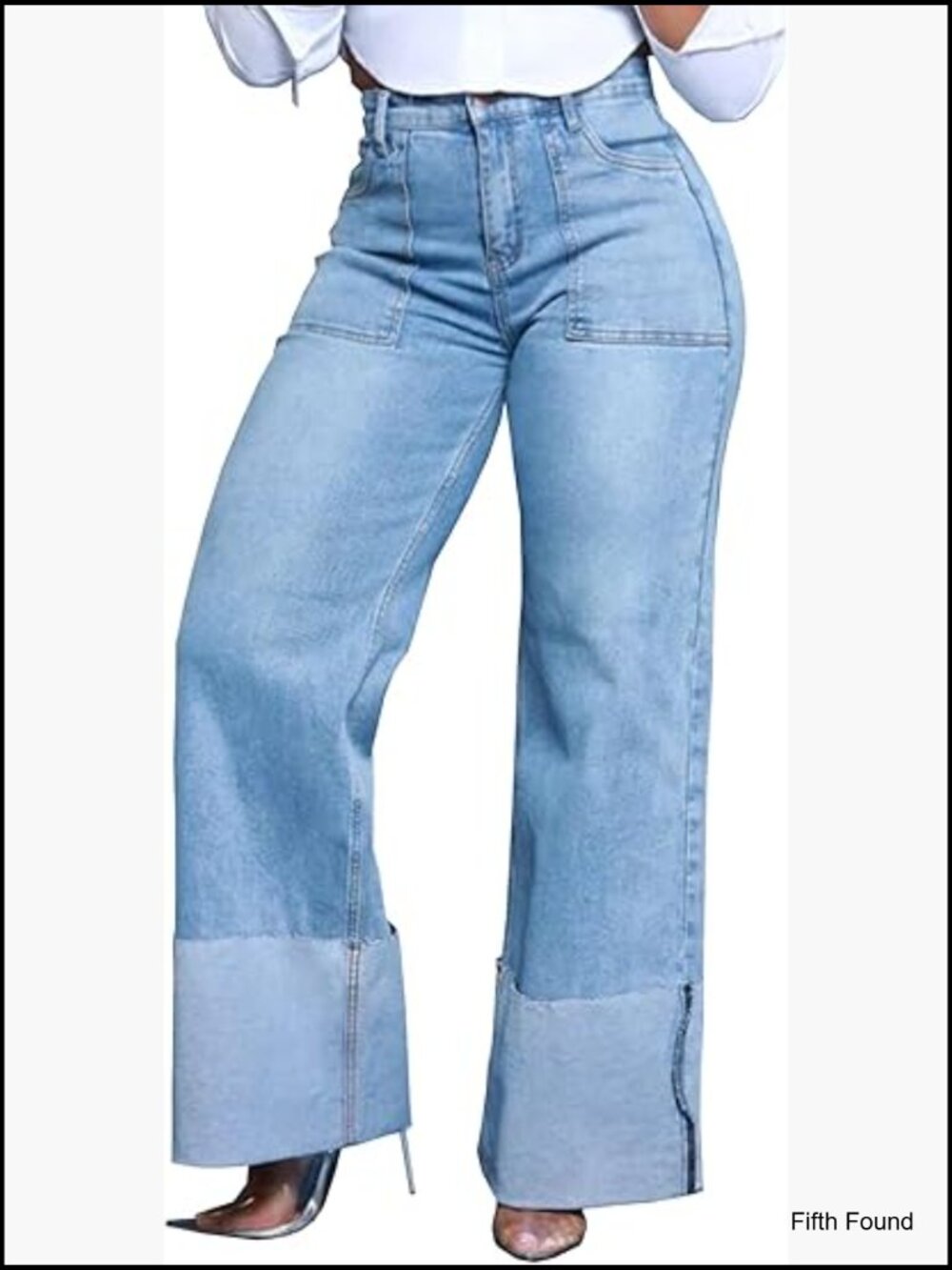 Wide Leg Straight Jeans High Waisted Baggy Stretch Loose Denim Pants